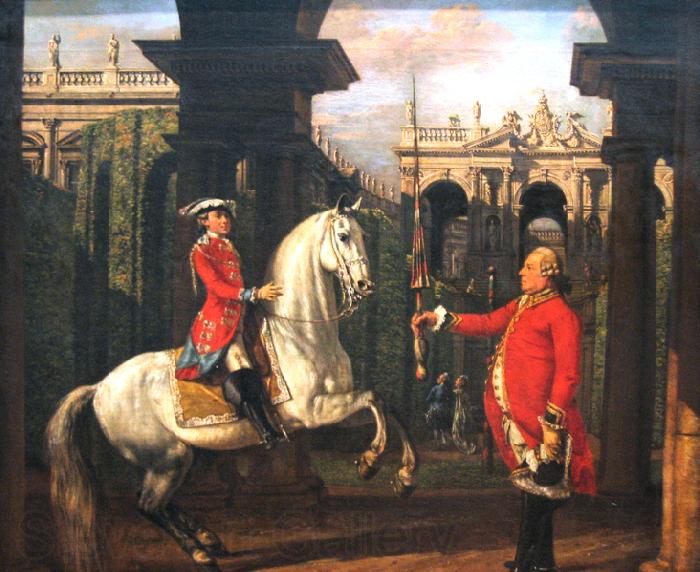 Bernardo Bellotto Pulkownik Piotr Konigsfels udziela lekcji jazdy konnej ksieciu Jozefowi Poniatowskiemu. Spain oil painting art
